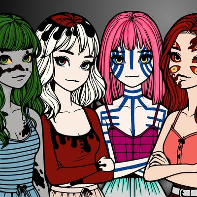 four realistic girls