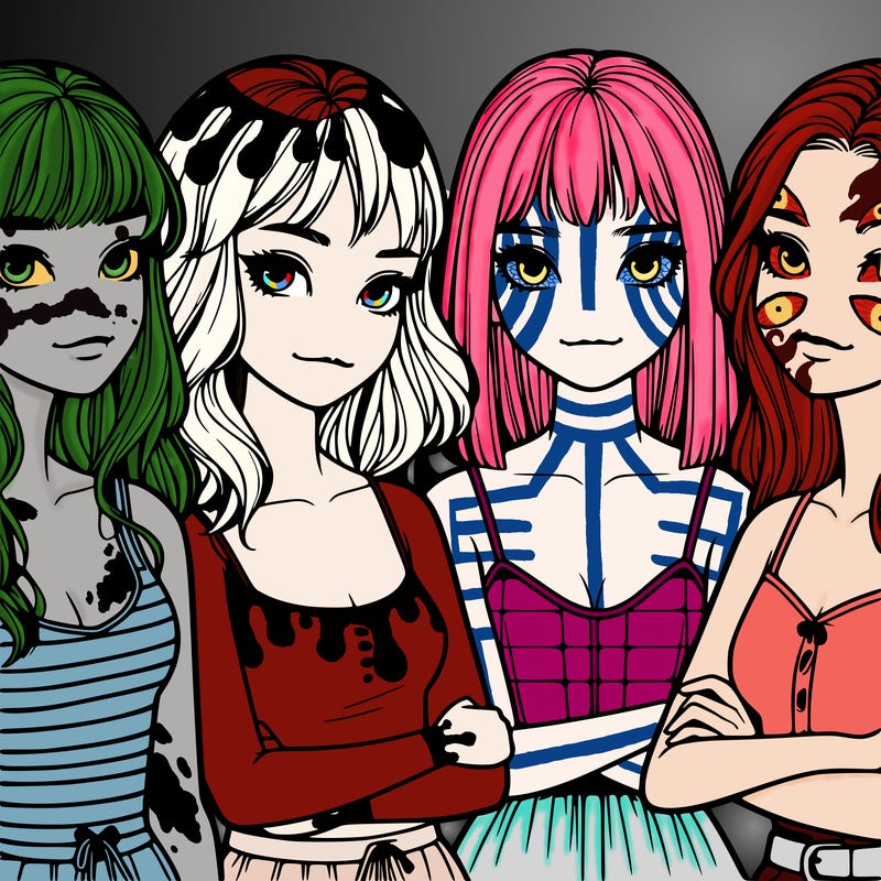 four realistic girls