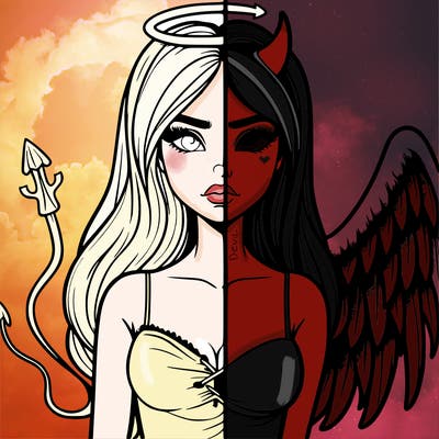 devil vs angel realistic girl