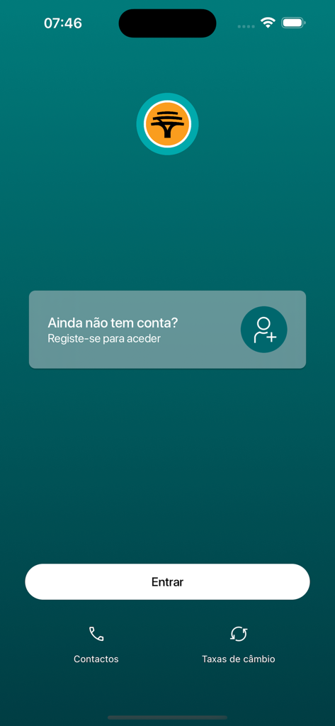 Écran de connexion et d'inscription de l'application bancaire mobile FNB ON Mozambique
