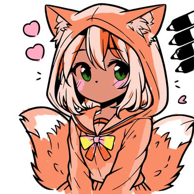 manga cat girl in hoodie