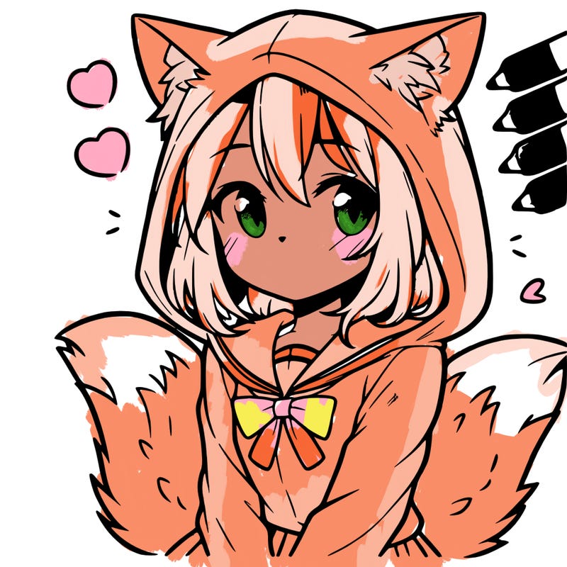 manga cat girl in hoodie