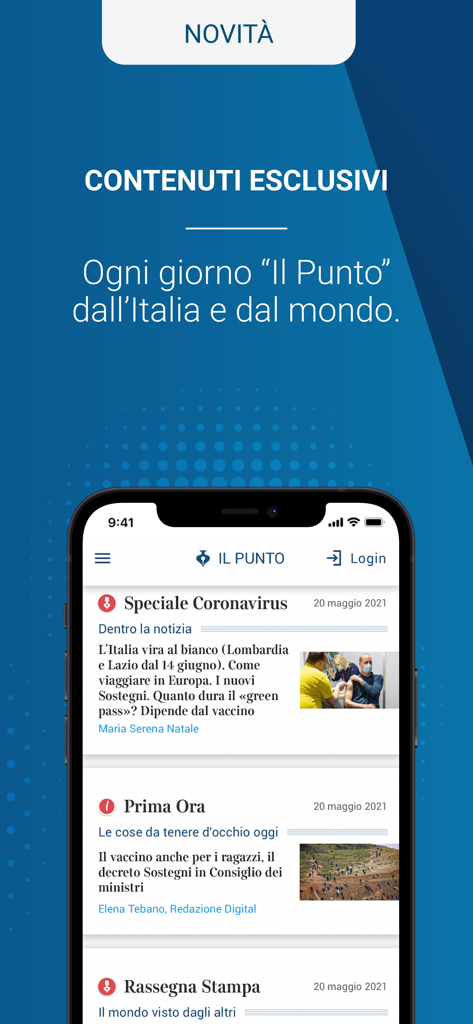 Captura de tela do aplicativo Corriere della Sera mostrando insights exclusivos de notícias diárias em um smartphone