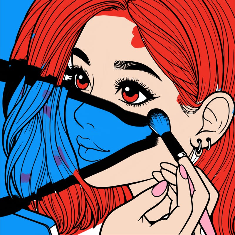 a realistic girl doing her makeup