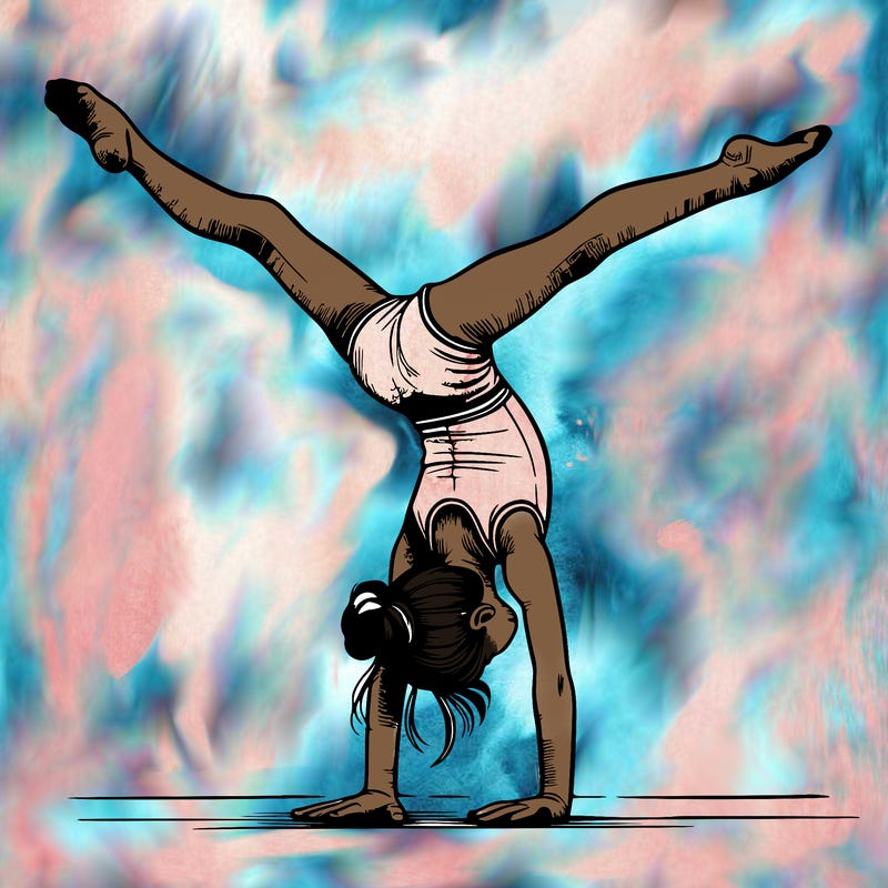 realistic gymnastic hand stand girl in four splits