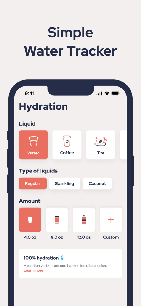 FastEasy intermittent fasting app water tracker and hydration log interface