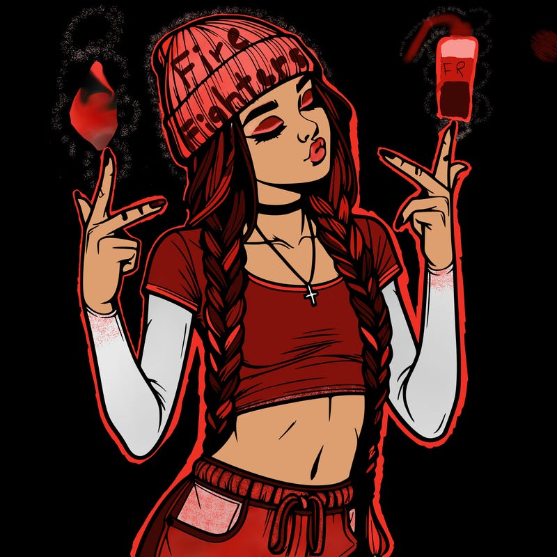 realistic teenage girl with braids and a beanie and crop top doing 🫶🏼