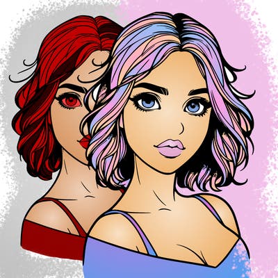 split realistic girl