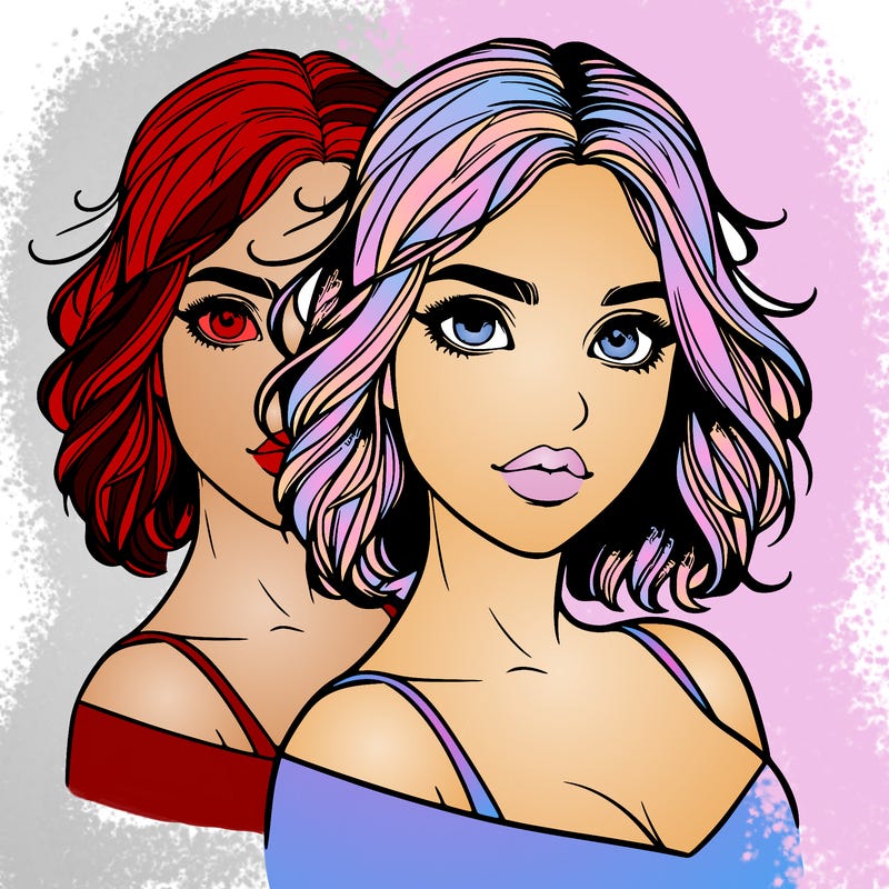 split realistic girl