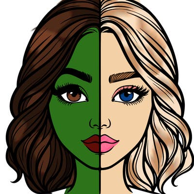 realistic girl split half