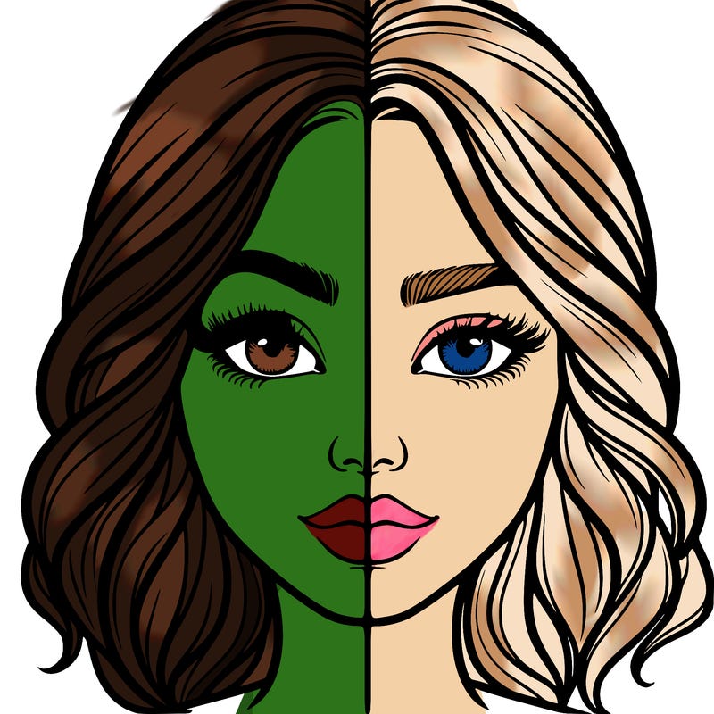 realistic girl split half