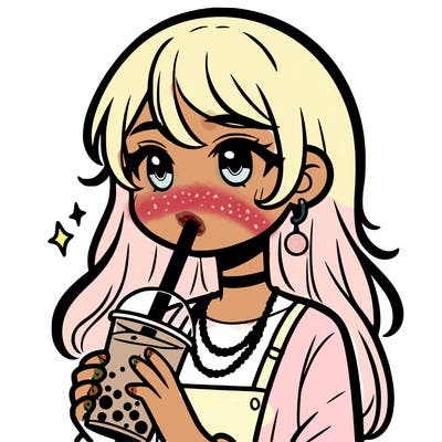 teenage girl drinking boba
