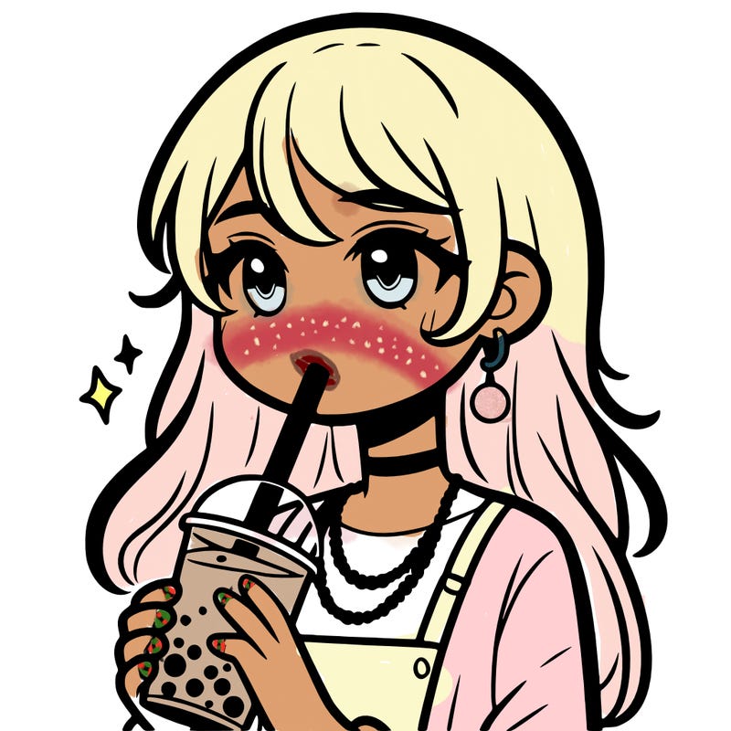 teenage girl drinking boba
