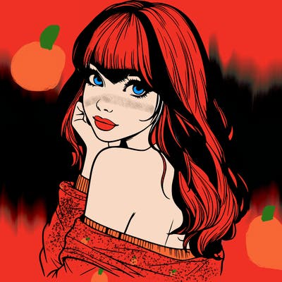 realistic girl with bangs looking over her shoulder