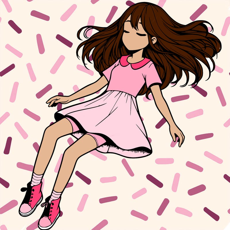 realistic girl floating