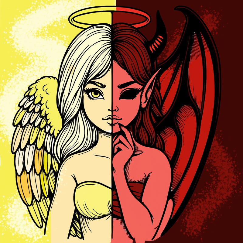 realistic angel half demon