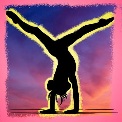 realistic gymnastic hand stand girl in four splits