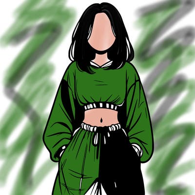 realistic girl faceless with baggy pants and a crop top