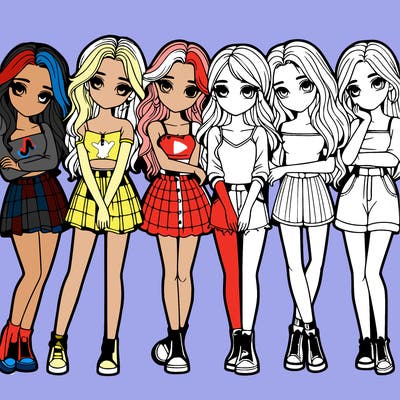 a group of girls realistic