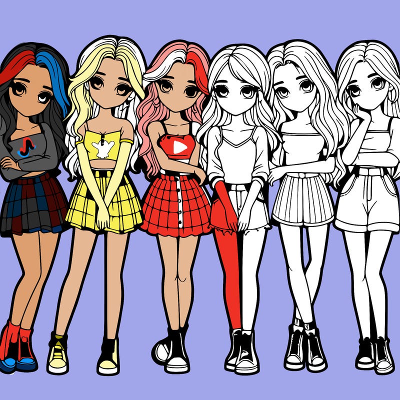 a group of girls realistic