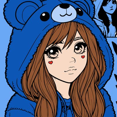 realistic girl in a bear hoodie