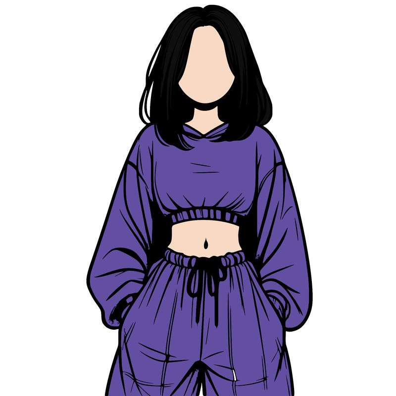 realistic girl faceless with baggy pants and a crop top