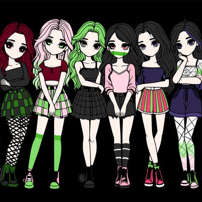 a group of girls realistic