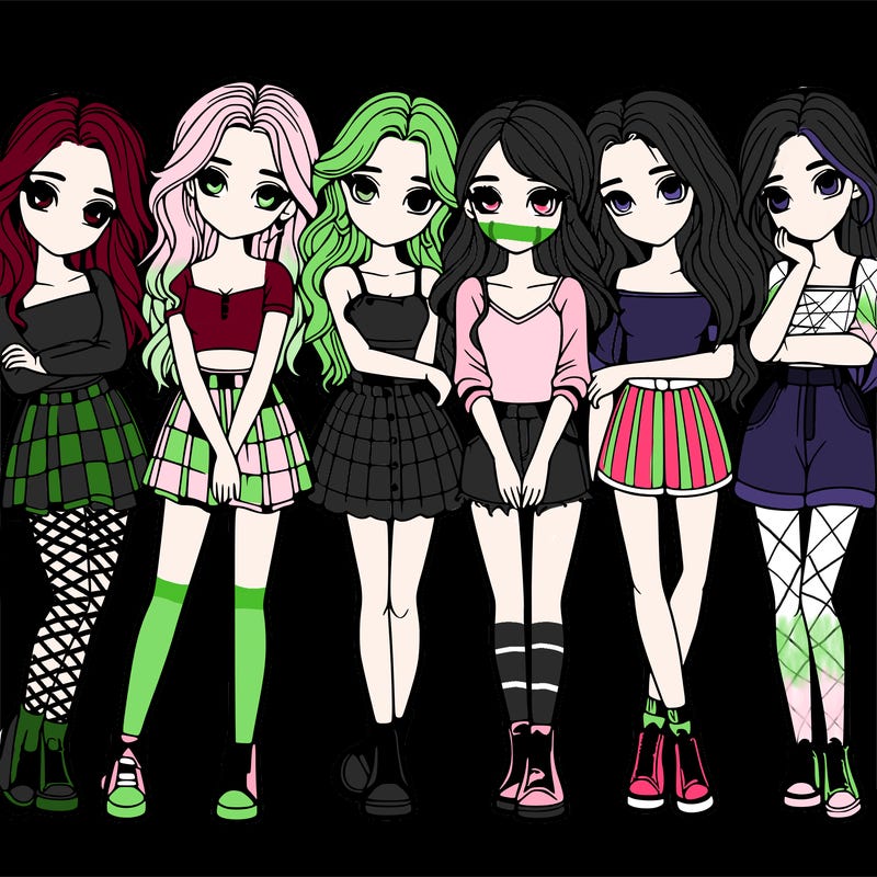 a group of girls realistic