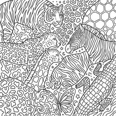 Unleash your child's creativity with this exciting animal print coloring page, perfect for young explorers. It features a delightful mix of wild animals and their iconic patterns, ready for a burst of color.