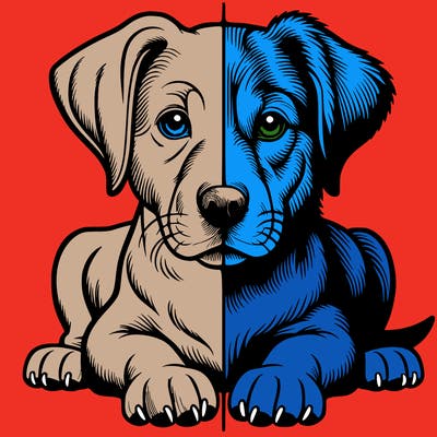 realistic dog split picture