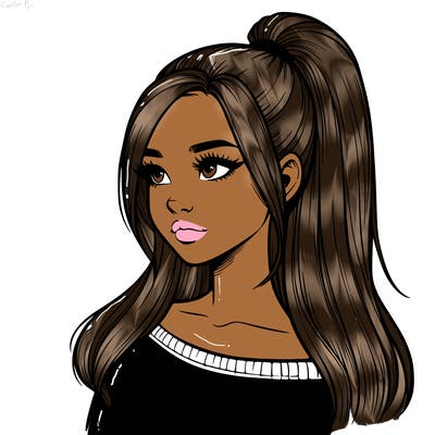 realistic girl with a high ponytail