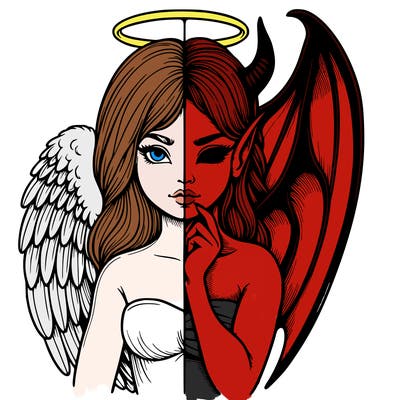 realistic angel half demon