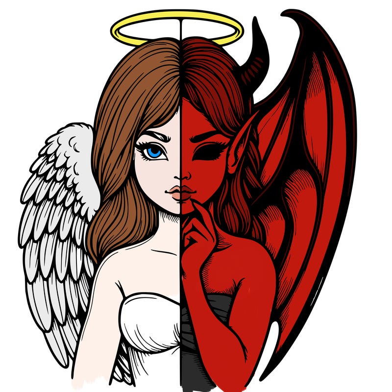 realistic angel half demon