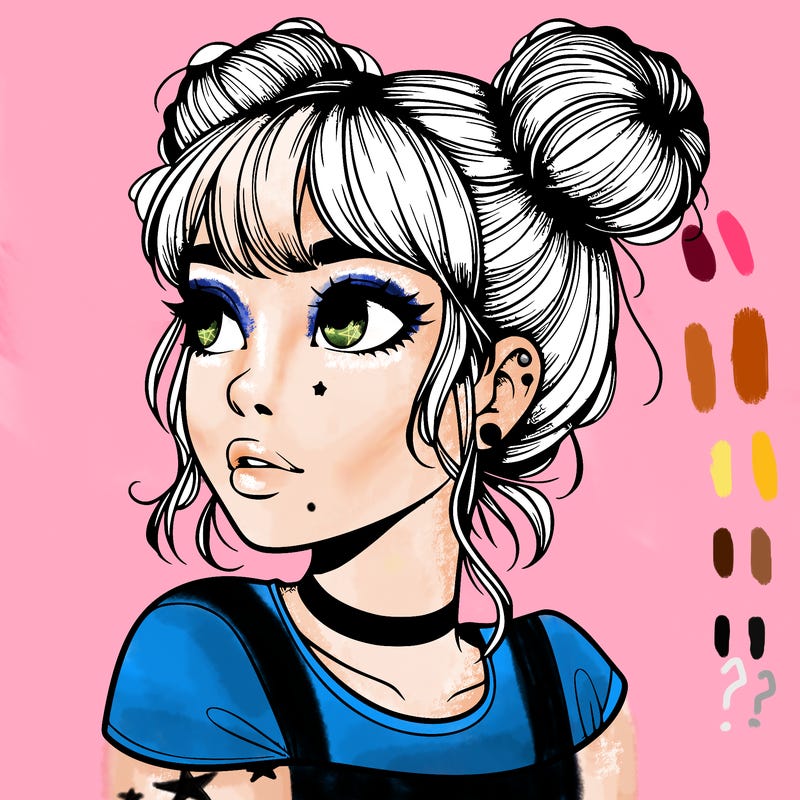 realistic girl with spacebuns