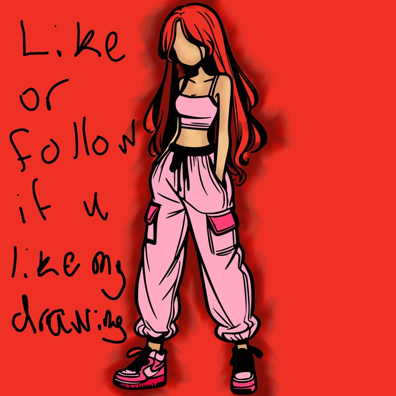 girl in baggy pants crop top and long hair