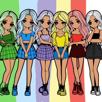 a group of girls realistic