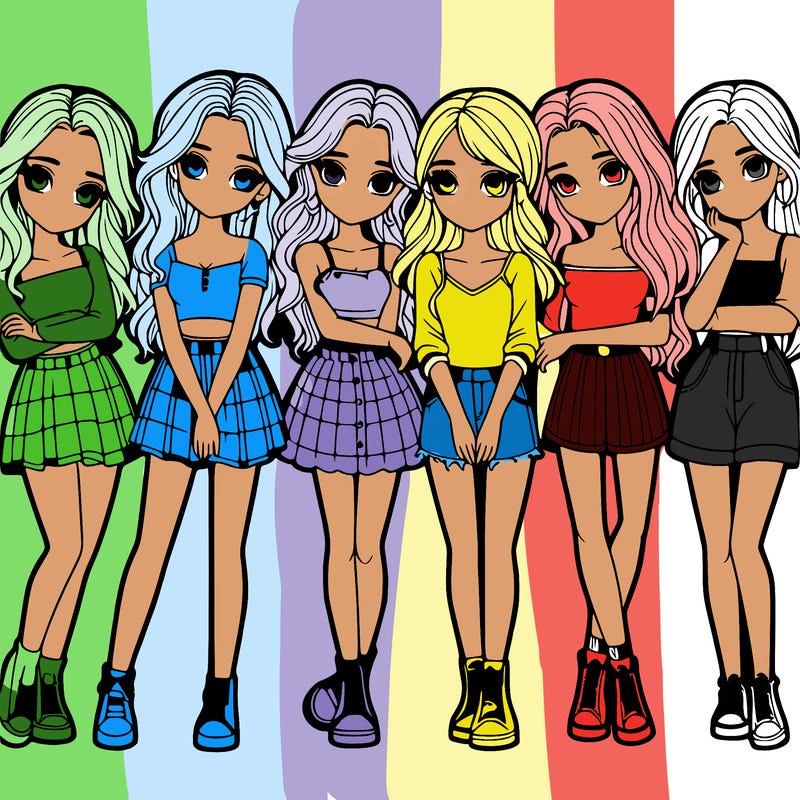 a group of girls realistic