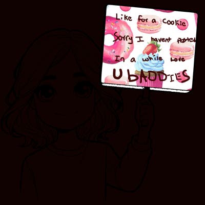 realistic girl holding up a sign