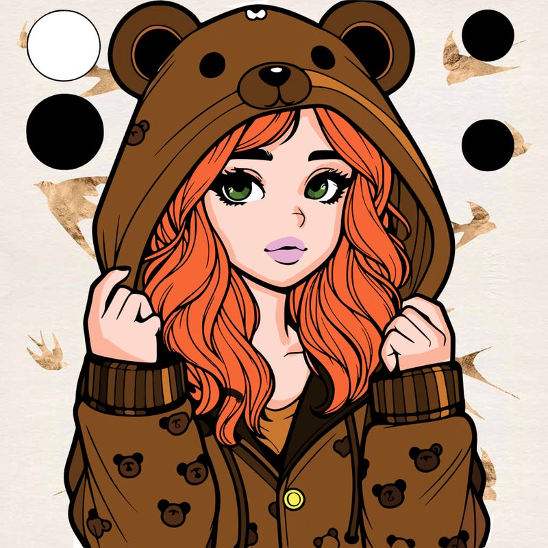 realistic girl in a animal pjs hoodie