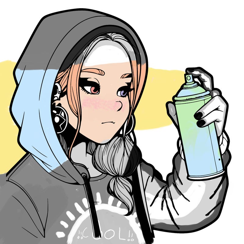 a realistic girl, spray painting