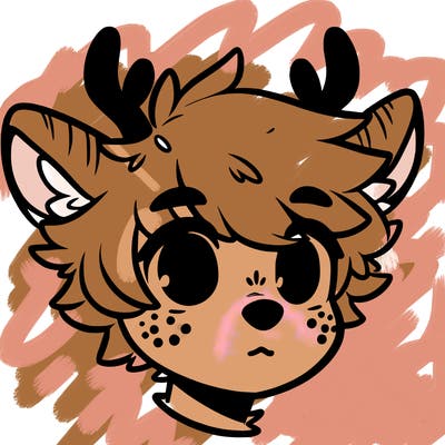 a humanoid deer with soft fluffy ears