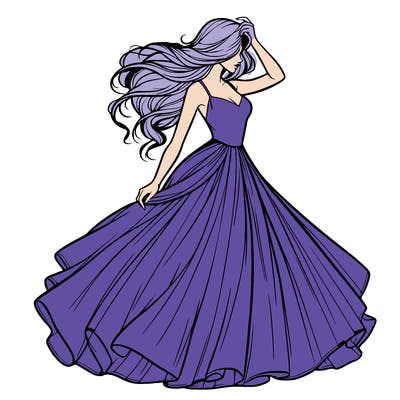 realistic woman with dress flowing in the wind