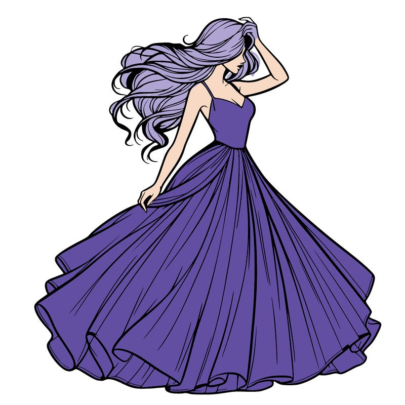 realistic woman with dress flowing in the wind