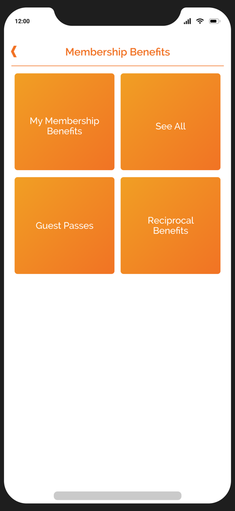 Membership benefits screen of the eMembership Card app