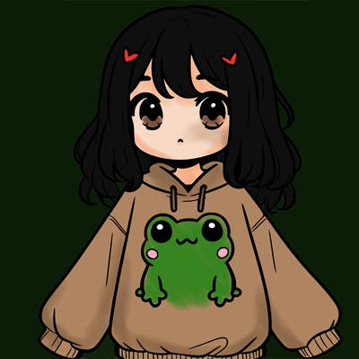 girl wearing frogging sweatshirt