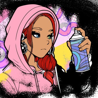 a realistic girl, spray painting