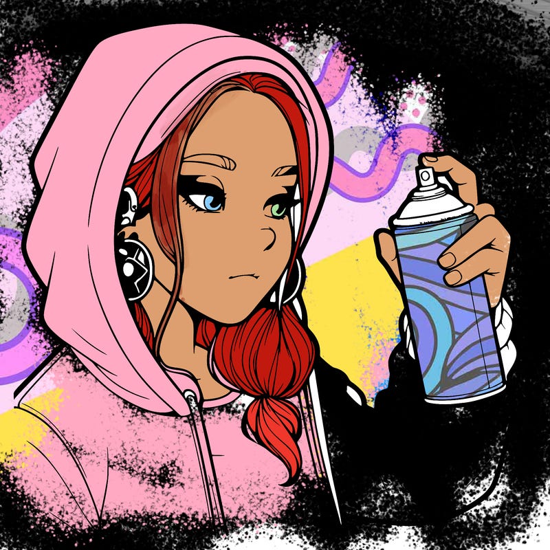 a realistic girl, spray painting