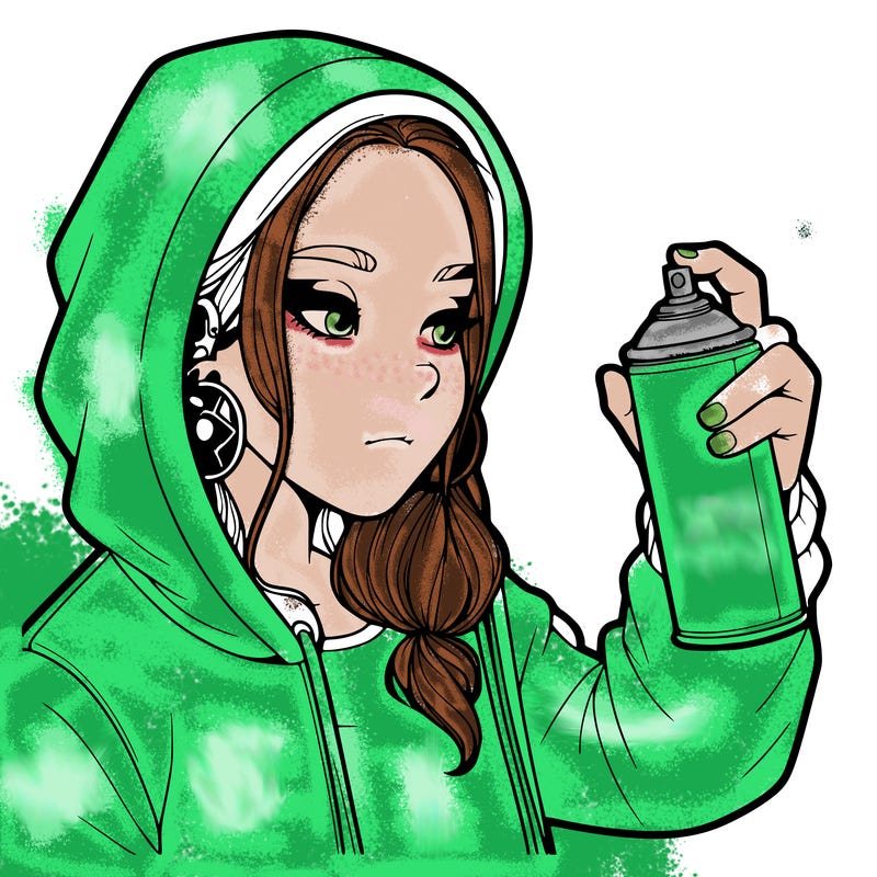 a realistic girl, spray painting