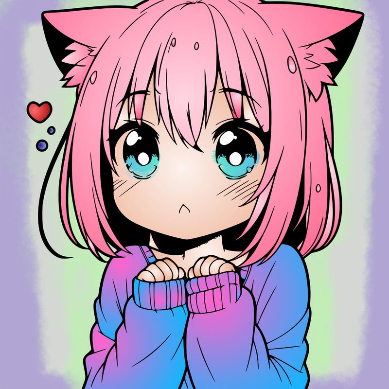 shy anime catgirl