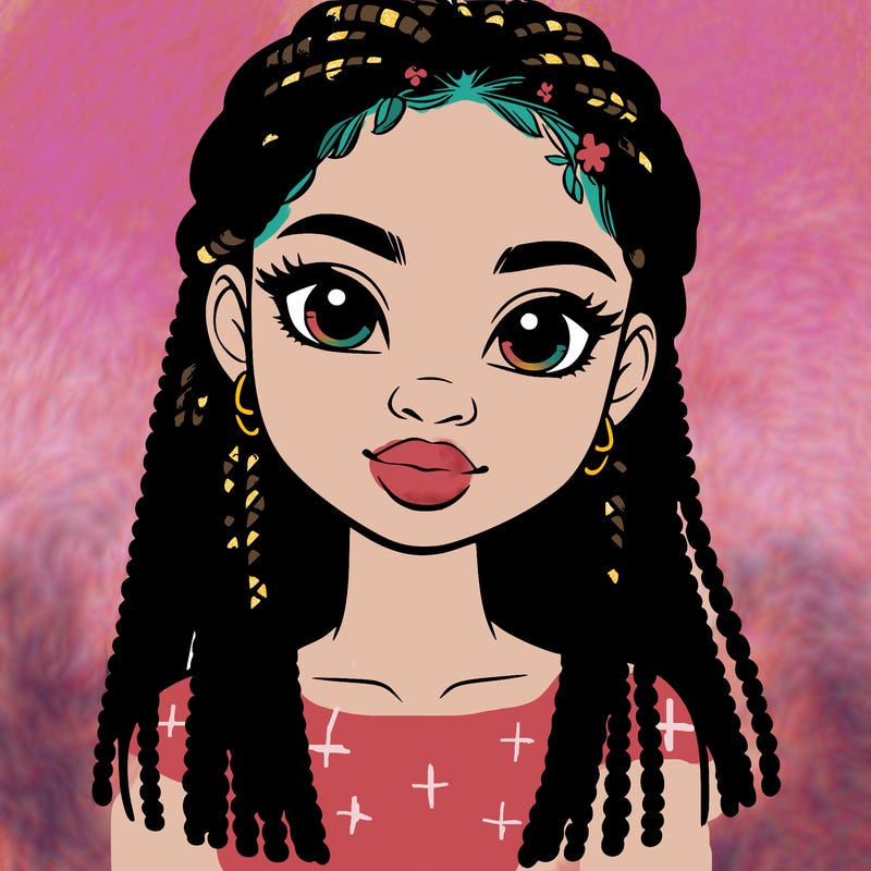 a realistic black girl with braids
